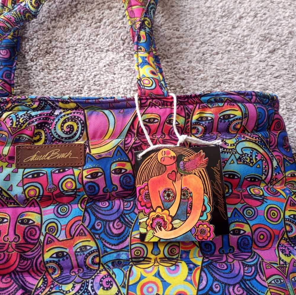 NWT Laurel Burch Cat Tote Bag, Purse - Picture 4 of 8